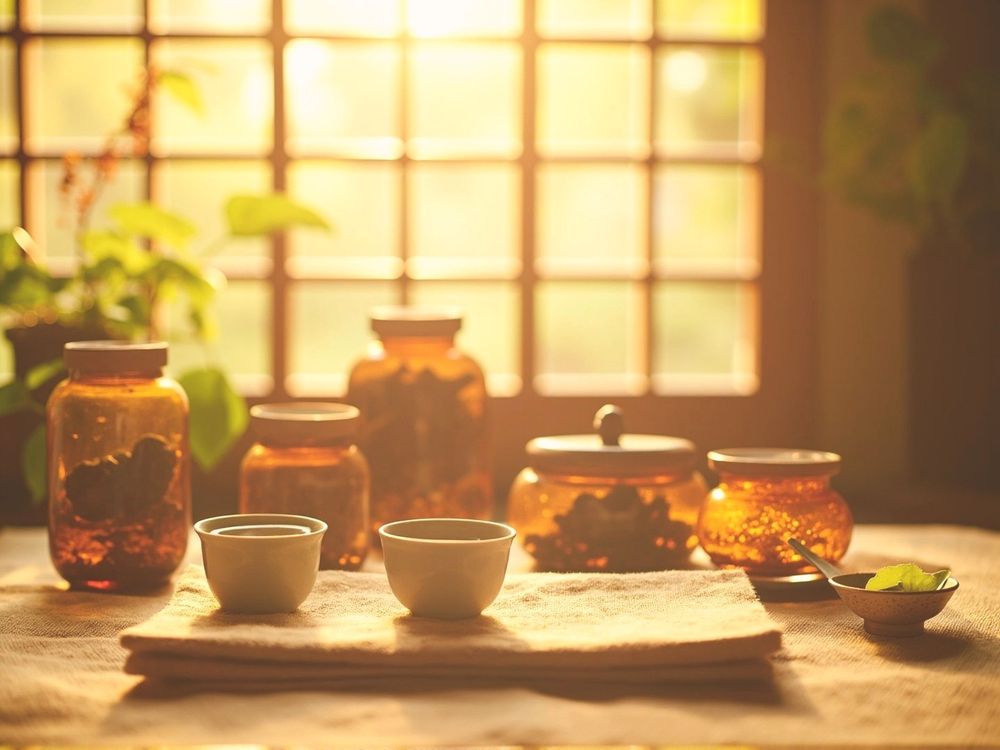 Traditional Chinese medicine clinic with herbal tea